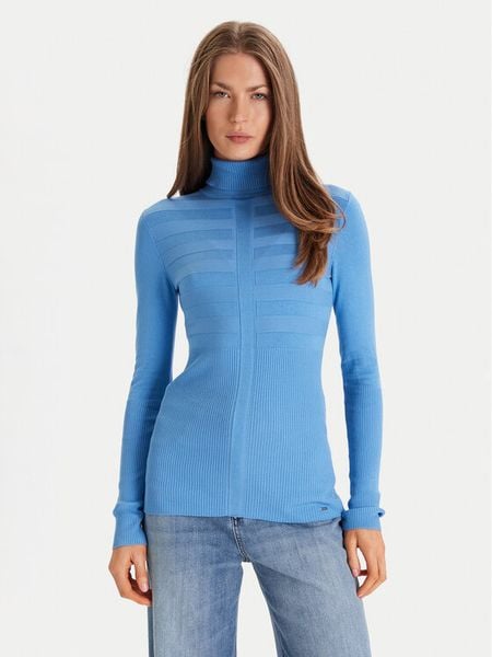 Morgan Golf 132-MENTOS.M Niebieski Slim Fit. Niebieskie golfy Morgan, l, bez wzorów, z wiskozy, bez ramiączek. Za 119.99 zł.