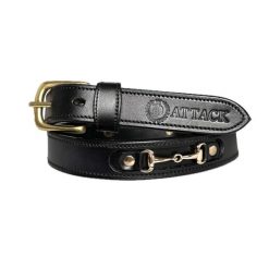 Skórzany pasek do spodni JD ATTACK Golden Bit. Czarne paski JD ATTACK, bez wzorów, sportowe. Za 159.00 zł.