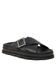 Pollini Klapki SA28164G1ITD0000 Czarny. Czarne klapki Pollini, bez wzorów, ze skóry, bez obcasa. Za 1,259.00 zł.
