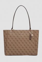 GUESS Brązowa shopperka damska Noelle Tote. Brązowe shopper Guess, z aplikacjami, ze skóry ekologicznej, bez dodatków. W wyprzedaży za 599.99 zł.