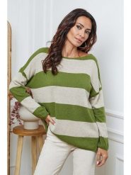 So Cachemire Sweter "Epi" w kolorze zielono-beżowym rozmiar: S. Brązowe swetry So Cachemire, s, bez wzorów, z kaszmiru, bez ramiączek. Za 201.08 zł.