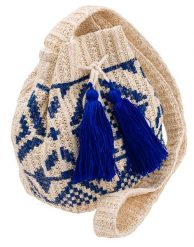 Słomiany worek beżowo-niebieski Cavaldi BAG-LB-06 CREAM. Brązowe torebki klasyczne 4U Cavaldi, bez wzorów, małe, bez dodatków. Za 58.89 zł.
