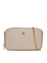 Calvin Klein Torebka Minimal Mono Camera Bag LV04K1086G Beżowy. Brązowe torebki klasyczne Calvin Klein, bez wzorów, ze skóry, bez dodatków. Za 349.99 zł.