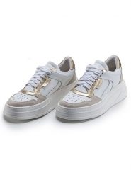 Anna Morellini Skórzane sneakersy "Netina" w kolorze złoto-białym rozmiar: 37. Białe trampki Anna Morellini, bez wzorów, bez zapięcia. Za 319.88 zł.