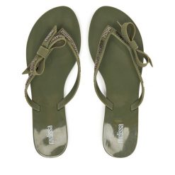 Japonki Melissa. Zielone klapki Melissa, bez wzorów, bez obcasa. Za 199.99 zł.