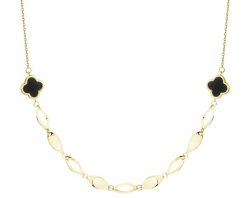 Złoty naszyjnik z onyksami syntetycznymi i cyrkonią - koniczyny. Żółte naszyjniki Apart, z cyrkonią, złote. Za 1,719.00 zł.