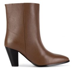 Botki Gino Rossi. Brązowe botki Gino Rossi, bez wzorów, bez obcasa, na słupku, bez zapięcia. Za 399.99 zł.