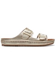 Clarks Skórzane klapki "Brookleigh Sun" w kolorze złotym rozmiar: 37. Żółte klapki Clarks, bez wzorów, ze skóry, z otwartym noskiem, bez obcasa. Za 180.49 zł.