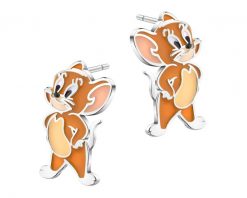 Kolczyki srebrne z emalią - Tom and Jerry, Jerry, Warner Bros. Discovery. Szare kolczyki Apart, srebrne. Za 199.00 zł.