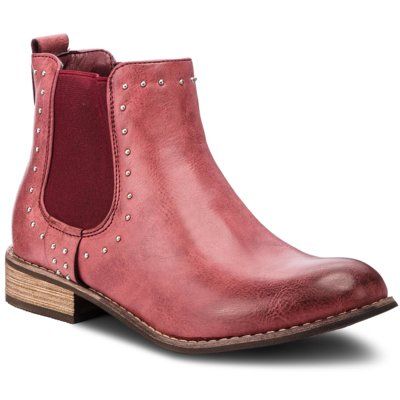 Jenny Fairy WS1250-06 Bordowy. Czerwone botki Jenny Fairy, bez wzorów, ze skóry ekologicznej, bez obcasa, bez zapięcia. Za 119.99 zł.