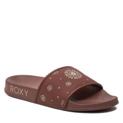 Klapki Roxy. Brązowe klapki Roxy, bez wzorów, bez obcasa. Za 89.99 zł.