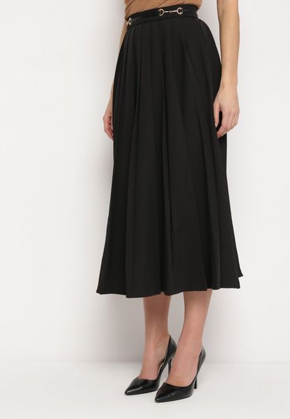 Czarna Plisowana Spódnica Rozkloszowana z Klamerkami w Talii Drucila. Czarne spódnice Born2be, m, bez wzorów, eleganckie, maxi, rozkloszowane. Za 109.99 zł.