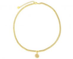 Naszyjnik z mosiądzu pozłacany z cyrkoniami - słońce. Naszyjniki Elixa, z cyrkonią, pozłacane. Za 179.00 zł.