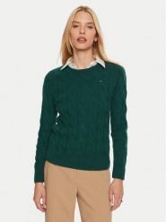 Tommy Hilfiger Sweter WW0WW43586 Zielony Regular Fit. Zielone swetry TOMMY HILFIGER, l, bez wzorów, z wełny, bez ramiączek. Za 359.99 zł.