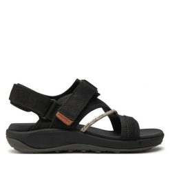 Sandały Merrell. Czarne sandały Merrell, bez wzorów, bez obcasa, na płaskiej podeszwie, bez zapięcia. Za 339.99 zł.