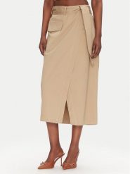ACCESS FASHION Spódnica midi 53-6037-502 Beżowy Regular Fit. Brązowe spódnice ACCESS FASHION, m, bez wzorów, z bawełny, midi. Za 339.99 zł.