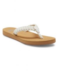 Klapki plażowe dla Kobiety PORTO Biały. Brązowe klapki Roxy, bez wzorów, z bawełny, bez obcasa. Za 129.99 zł.