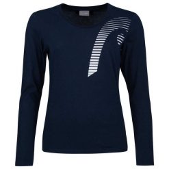 Koszulka z długim rękawem damska CLUB 21 LINDA. Niebieskie bluzki Head, xl, bez wzorów, sportowe, bez kołnierzyka, bez ramiączek. W wyprzedaży za 126.00 zł.
