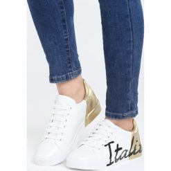 Biało-Złote Buty Sportowe Girls Go Bad. Białe obuwie sportowe Born2be, bez zapięcia. Za 39.99 zł.