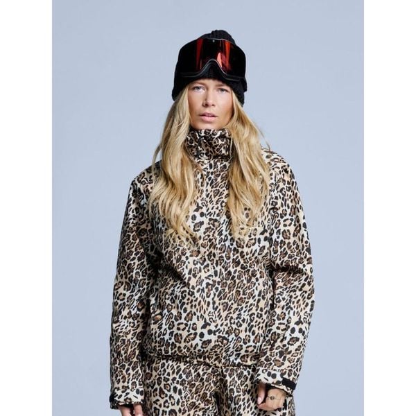 Kurtka narciarska damska - Arty - Ocieplana 2L - Panterkę. Brązowe kurtki narciarskie POEDERBAAS, l, bez wzorów, z materiału, bez kaptura, narciarskie. W wyprzedaży za 1,002.32 zł.