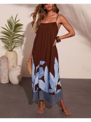 Milan Kiss Sukienka w kolorze brązowo-błękitnym rozmiar: S. Brązowe sukienki Milan Kiss, s, bez wzorów, bez kołnierzyka, bez ramiączek, maxi. Za 249.95 zł.