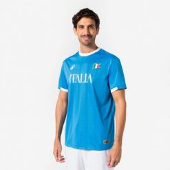 Koszulka piłkarska Włochy dla kibiców. Białe bluzki KIPSTA, m, bez wzorów, z materiału, sportowe, bez kołnierzyka, bez ramiączek. Za 44.99 zł.