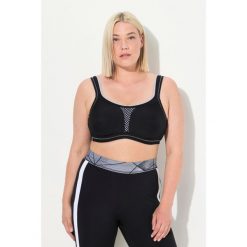 Damski Sportowy Biustonosz bez fiszbin siateczkowa wstawka mis. C–E. Czarne bielizna sportowa Ulla Popken, plus size, bez wzorów, z elastanu. Za 244.99 zł.