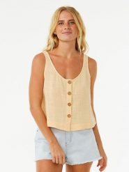 Rip Curl Top w kolorze żółtym rozmiar: L. Żółte topy Rip Curl, l, bez wzorów, z bawełny, bez kołnierzyka, bez ramiączek. Za 74.46 zł.