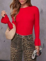 Milan Kiss Sweter w kolorze czerwonym rozmiar: M. Czerwone swetry Milan Kiss, m, bez wzorów, prążkowane, bez ramiączek. Za 130.99 zł.