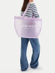 Nine West Torebka CEO-Eloura-LA374-4074 Fioletowy. Fioletowe shopper Nine West, bez wzorów, z materiału, bez dodatków. Za 79.99 zł.