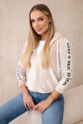 Bluza welurowa z kapturem beżowa. Brązowe bluzy KESI, l, bez wzorów, z gumy, z kapturem. Za 206.59 zł.