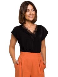 Stylove Bluzka w kolorze czarnym rozmiar: XXL. Czarne bluzki Stylove, xxl, bez wzorów, z koronki, bez kołnierzyka, bez ramiączek. Za 118.84 zł.