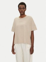 Bomboogie T-Shirt TW7441TJOR5 Beżowy Relaxed Fit. Brązowe t-shirty Bomboogie, bez wzorów, z bawełny, bez kołnierzyka, bez ramiączek. Za 109.99 zł.