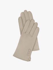 Beżowe rękawiczki ze skóry licowej. Brązowe rękawiczki Ryłko, bez wzorów, ze skóry, eleganckie. Za 129.99 zł.