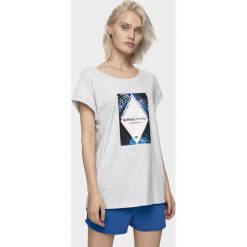 T-shirt damski TSD010 - biały melanż. Białe t-shirty 4f, bez wzorów, bez kołnierzyka, bez ramiączek. W wyprzedaży za 34.99 zł.