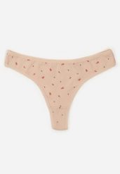 Beżowe Majtki Stringi z Bawełną w Kwiaty Calylia. Brązowe stringi Born2be, bez wzorów, z bawełny. Za 5.99 zł.