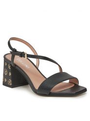 Pollini Sandały SA16116C1ITDP000 Czarny. Czarne sandały Pollini, bez wzorów, ze skóry, bez obcasa, na słupku, bez zapięcia. Za 1,019.00 zł.
