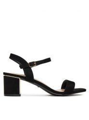 DeeZee Sandały F885-1 Czarny. Czarne sandały DeeZee, bez wzorów, z materiału, bez obcasa, na słupku, bez zapięcia. Za 129.99 zł.