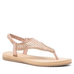 Sandały Clara Barson. Czerwone sandały Clara Barson, bez wzorów, bez obcasa, na płaskiej podeszwie, bez zapięcia. Za 49.99 zł.