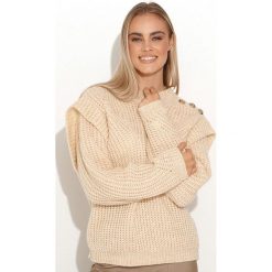 Makadamia Sweter w kolorze beżowym rozmiar: onesize. Brązowe swetry Makadamia, bez wzorów, z wełny, bez ramiączek. Za 61.60 zł.