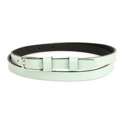 Pasek damski wąski solidny skórzany do sukienki miętowy S05 : Kolory - zielony, Rozmiar pasków - r.90-105 cm. Zielone paski bez wzorów. Za 43.99 zł.