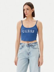Guess Top V5GP16 K8RT2 Niebieski Regular Fit. Niebieskie topy Guess, xl, z aplikacjami, z wiskozy, bez kołnierzyka, bez ramiączek. Za 89.99 zł.