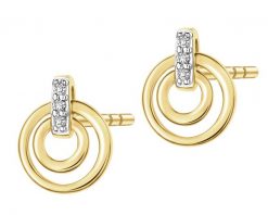 Kolczyki z żółtego złota z diamentami - koła - 0,01 ct - próba 585. Żółte kolczyki Apart, z diamentem, złote. Za 1,690.00 zł.