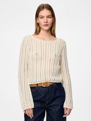 Pieces Sweter "Siri" w kolorze kremowym rozmiar: XL. Brązowe swetry Pieces, xl, bez wzorów, bez ramiączek. Za 92.42 zł.