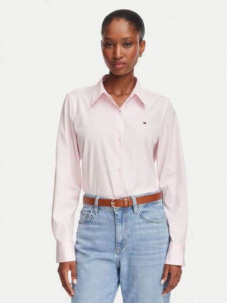 Tommy Hilfiger Koszula Summer WW0WW51155 Różowy jasny Regular Fit. Czerwone koszule TOMMY HILFIGER, bez wzorów, z bawełny, bez kołnierzyka, bez ramiączek. Za 369.99 zł.