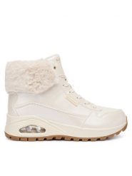 Skechers Botki Uno Rugged 167821/OFWT Biały. Białe botki Skechers, bez wzorów, ze skóry, bez obcasa, na płaskiej podeszwie, bez zapięcia. Za 449.99 zł.
