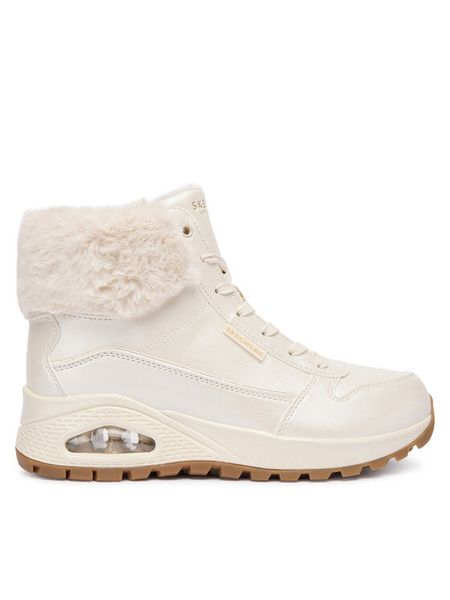 Skechers Trzewiki Uno Rugged 167821/OFWT Biały. Białe botki Skechers, bez wzorów, ze skóry, bez obcasa, na płaskiej podeszwie, bez zapięcia. Za 449.99 zł.