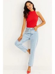 Cool & Sexy Top w kolorze czerwonym rozmiar: L. Czerwone topy Cool & Sexy, l, bez wzorów, bez kołnierzyka, bez ramiączek. Za 43.99 zł.