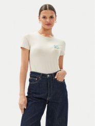 Guess T-Shirt Flowers W4YI30 J1314 Żółty Slim Fit. Żółte t-shirty Guess, xl, z aplikacjami, z bawełny, bez kołnierzyka, bez ramiączek. Za 89.99 zł.