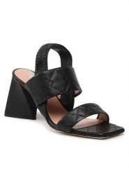Pollini Sandały SA16377C1GTE0000 Czarny. Czarne sandały Pollini, bez wzorów, ze skóry, bez obcasa, na słupku, bez zapięcia. Za 1,819.00 zł.